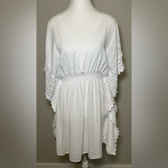 Seaspice Isla Cover Mini Dress White Boho Crochet Lace Cotton Beach Dress XL - Picture 11 of 14